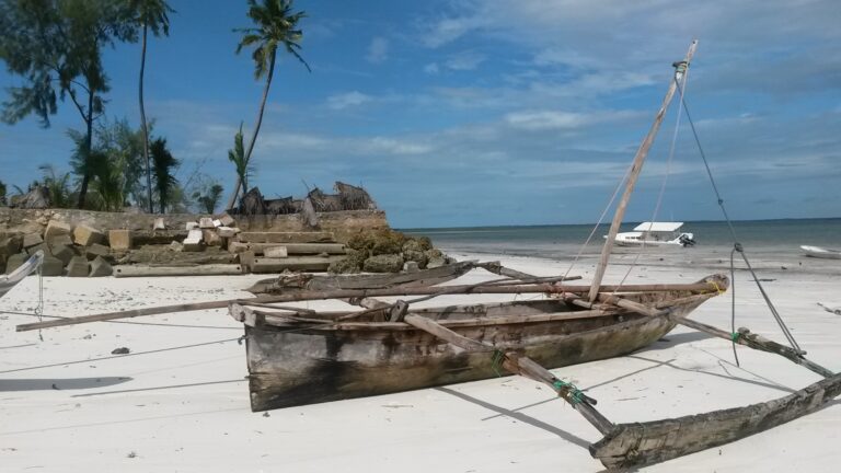 Boot am Strand in Sansibar