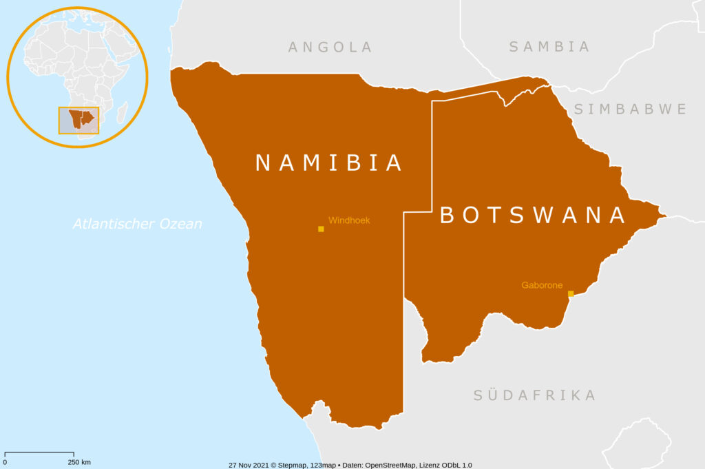 Karte Rundreise Namibia und Botswana