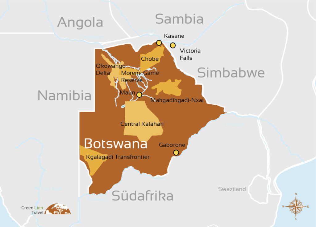 Botswana Karte Nationalparks