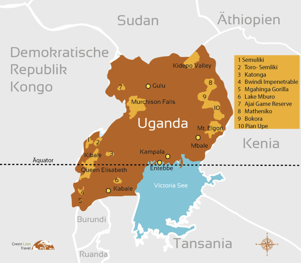 Uganda Nationalparks Karte